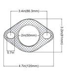 2 Inch Exhaust Gasket 2 Bolt Flange 51mm Graphite w/Fire Ring 2 Pcs