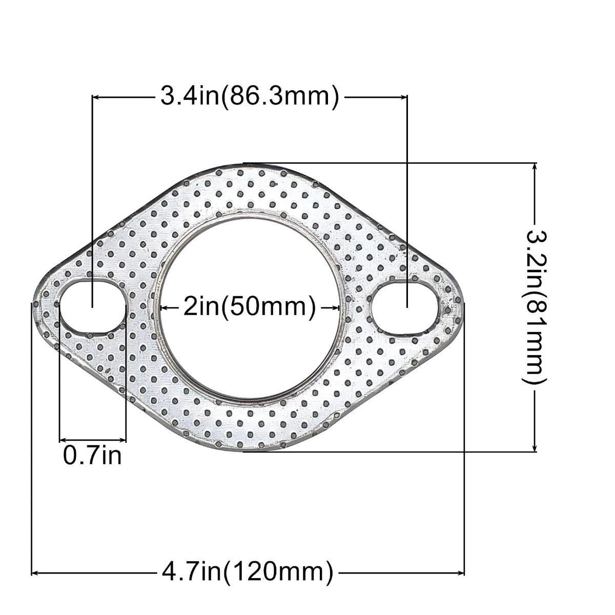 2 Inch Exhaust Gasket 2 Bolt Flange 51mm Graphite w/Fire Ring 2 Pcs