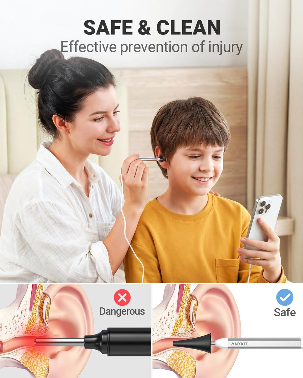 Digital Otoscope Compatible with Android Devices, Ear Camera with Ear Wax Removal Tools, Video Ear Scope Otoscope
