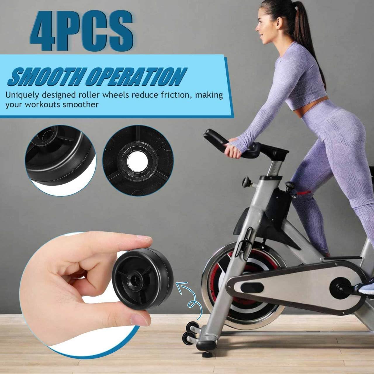 Gym Equipment Caster Replacement, 4pcs Fitness Equipment Plastic Roller Wheels Compatible with Treadmills and