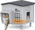 Indestructible Heated Cat House for Outside, 100% Waterproof & Weatherproof Heated Outdoor Cat House with Escape Door