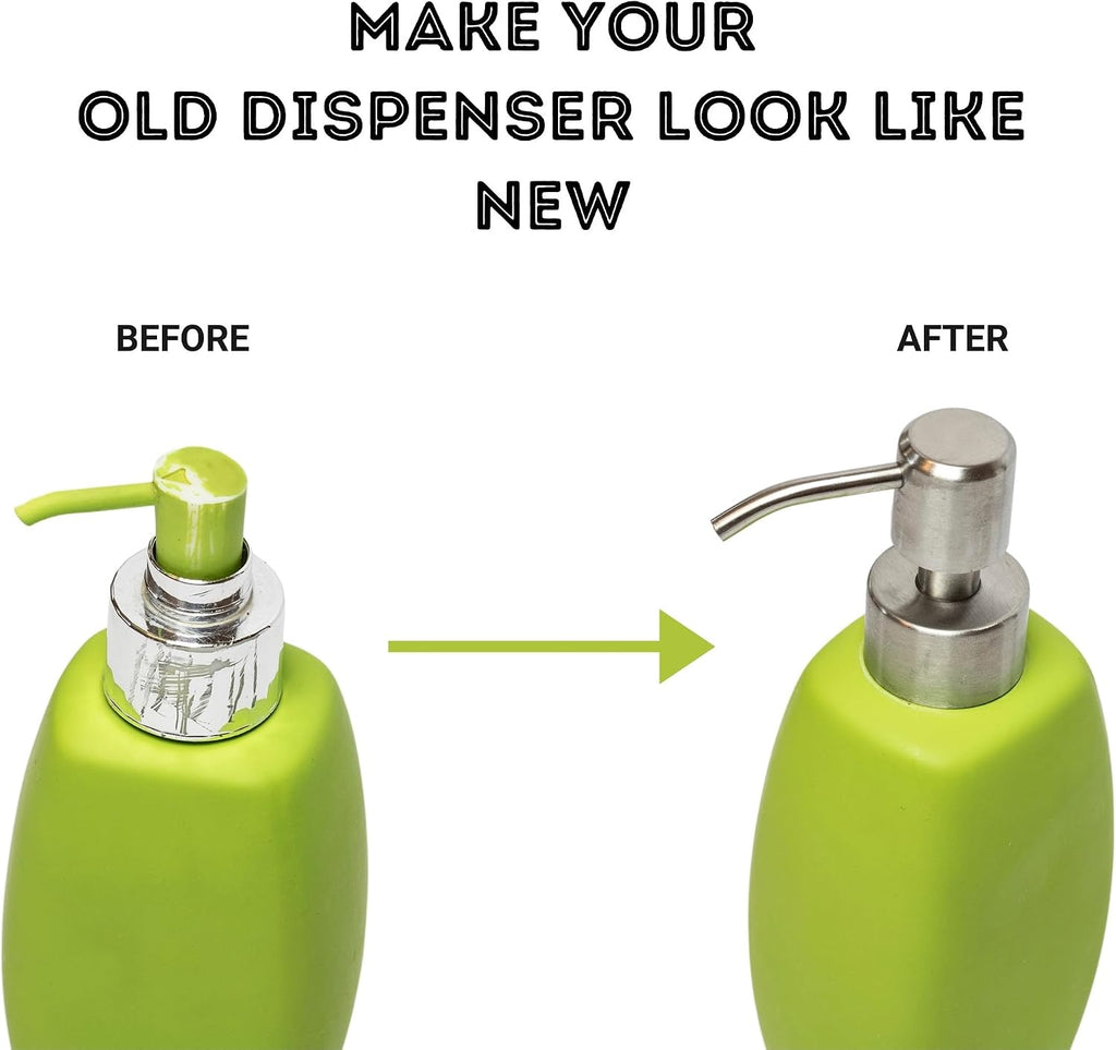 Soap Dispenser Pump Head Replacement 28mm Stainless Steel Brushed | Fits 28/400 neck size (26–28 mm / 1.02–1.10 in)