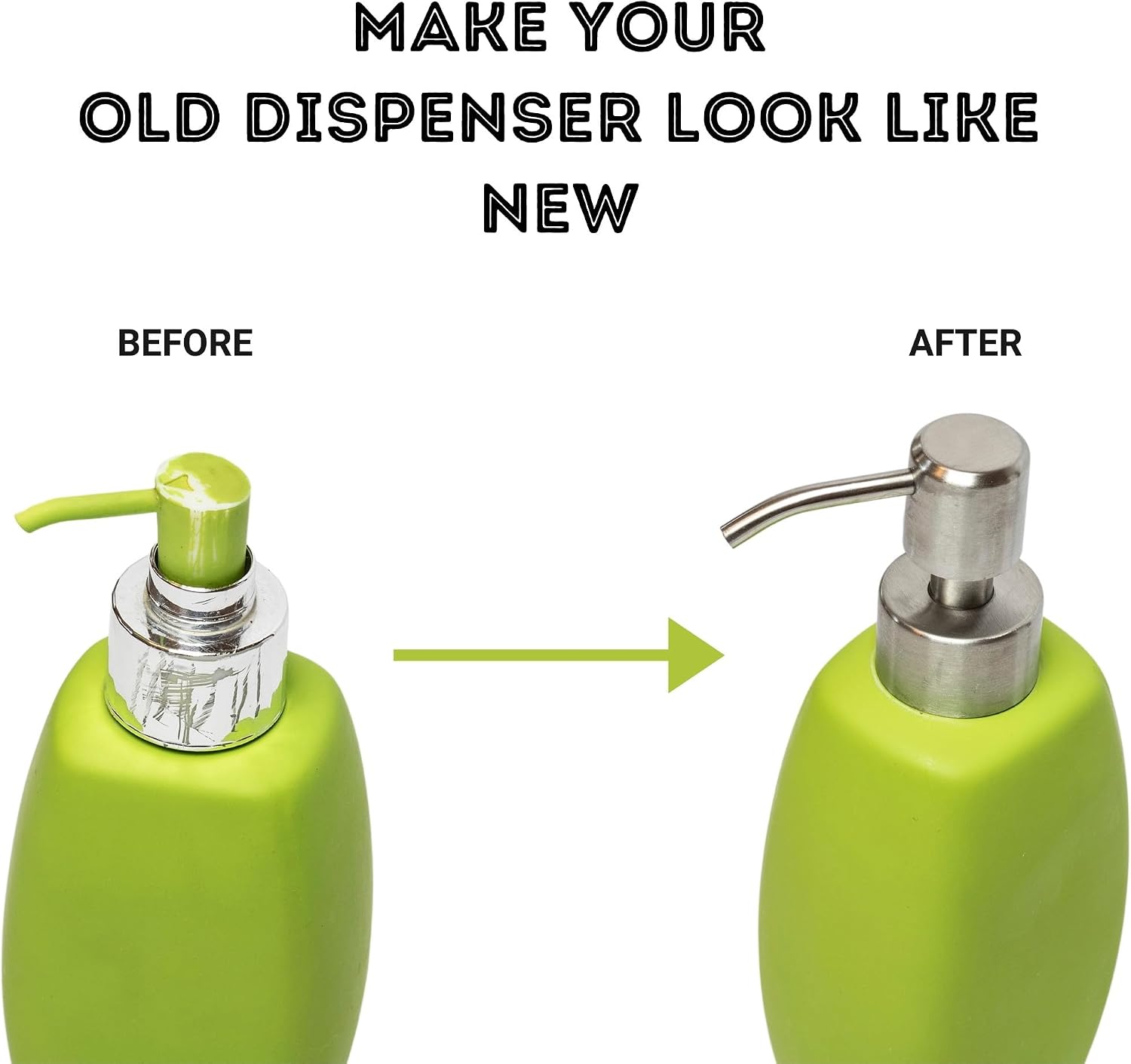 Soap Dispenser Pump Head Replacement 28mm Stainless Steel Brushed | Fits 28/400 neck size (26–28 mm / 1.02–1.10 in)