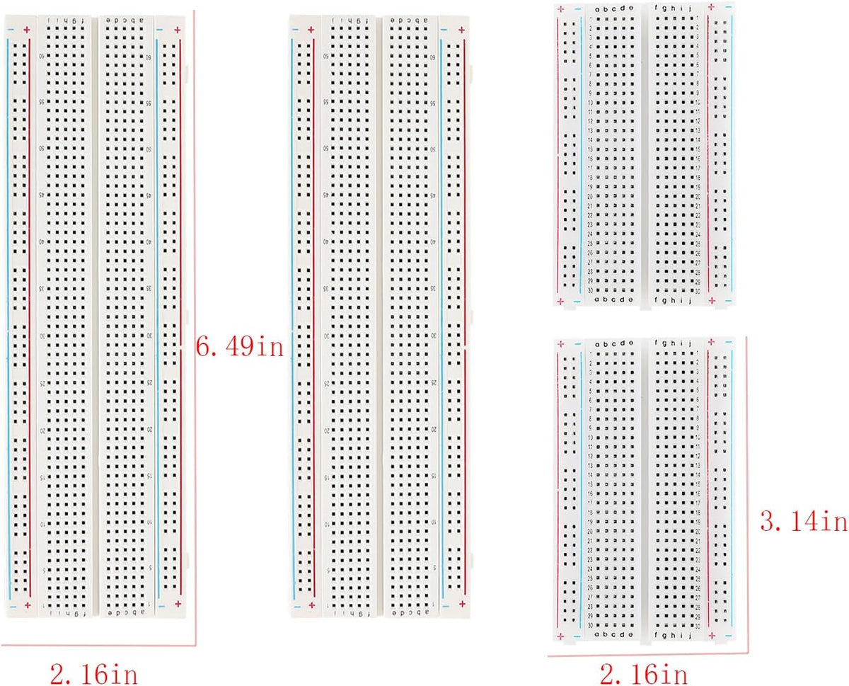 4PCS Breadboards Kit Include 2PCS 830 Point & 2PCS 400 Point Breadboard, Solderless Breadboards for Arduino Bread Boards Electronics for Circuits Projects Prototype Board.