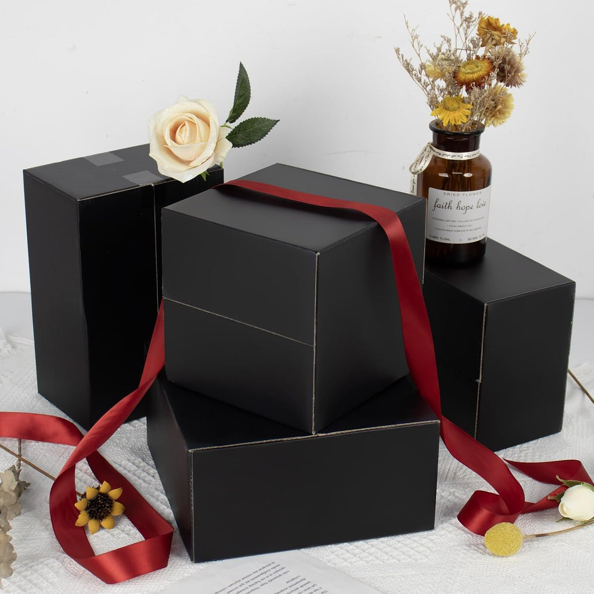 10x7x6 Inch Medium Shipping Boxes 30 Pack, Black Corrugated Cardboard Box, Mailing Packaging Boxes for Small Business