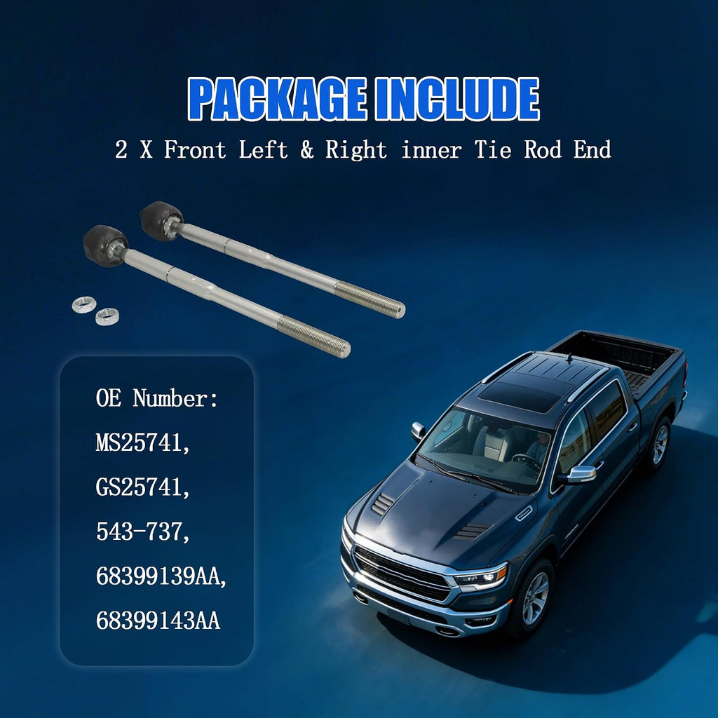 2PCS Front Inner Tie Rod Ends Fit for Ram 1500 2019 2020 2021 2022 2023, Replace 68399139AA 68399143AA