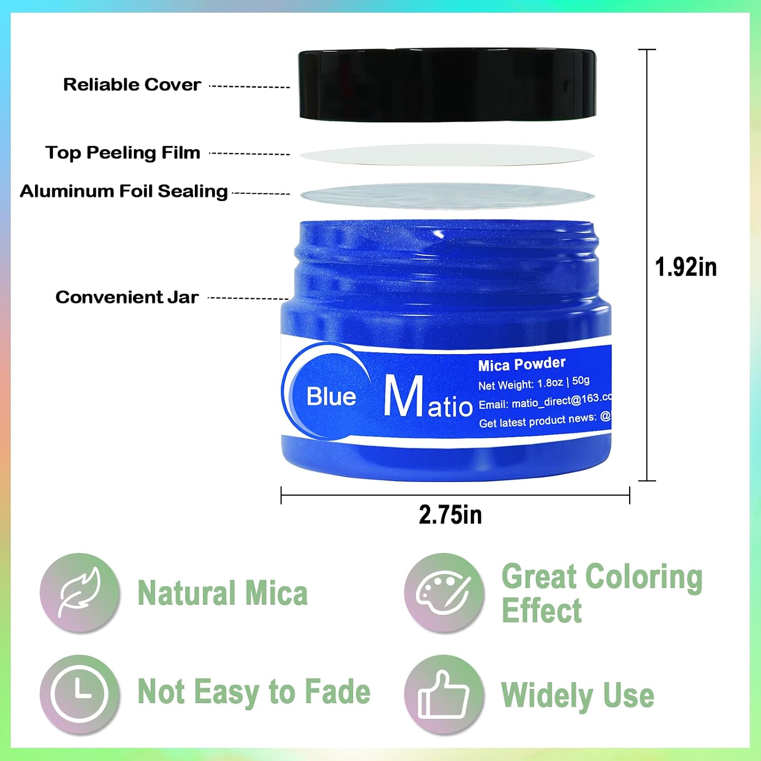 Pearl White Mica Powder, 1.8oz/ 50g Pearlescent Effect Mica Powder | Natural Color Pigment for Soap Making, Bath