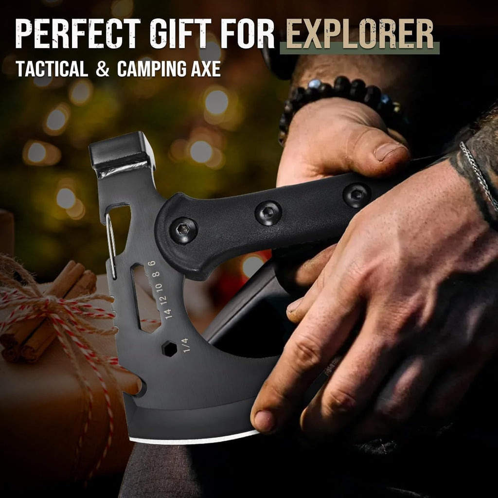Hatchet Axe with Sheath, Multi-Functional Tactical Tomahawk | Sharp Portable Survival Axes with Hammer for Camping