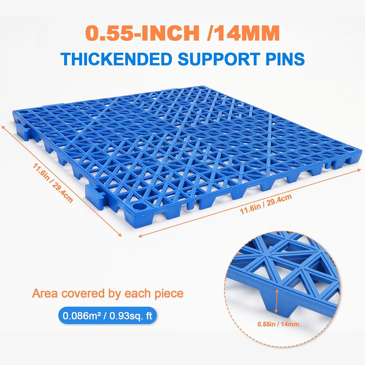 Modular Interlocking Cushion, 12 Pcs 11.6" x 11.6" Non-Slip Splicing Drainage Mats with Drain Holes, Soft PVC Floor