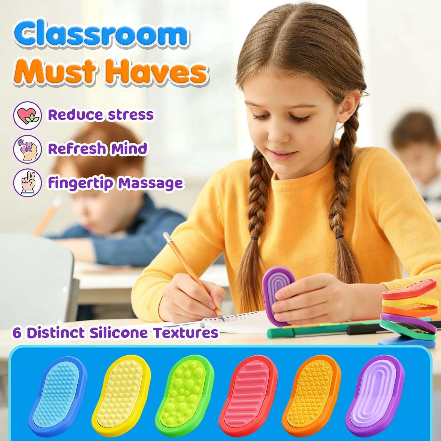 Fidget Sensory Toys for Kids- 6 Pack Textured Fidget Toys for Calming | Magnetic Sensory Toys for Students Stress