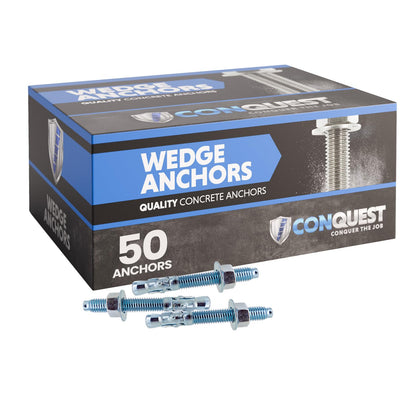 Conquest Zinc Plated Wedge Anchors for Concrete 3/8” x 2-3/4”