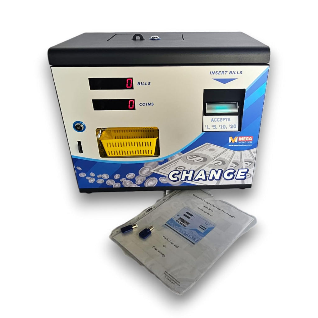 Dollar Bill Changer Machine – Front Door Bill to Coin Change Machine Black, Slots, Arcades, Laundry Stores Accepts