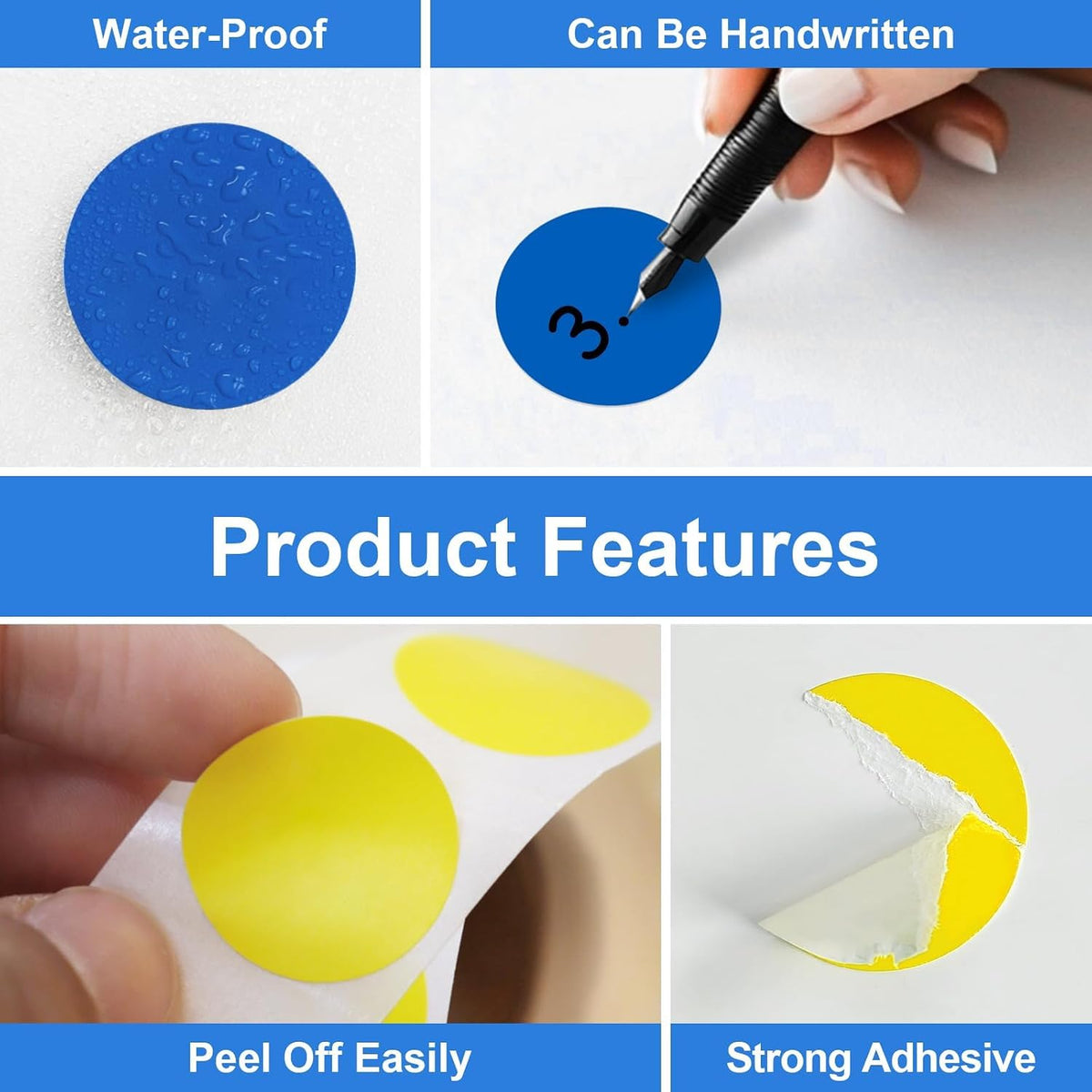 3/4" Round Color Coding Circle Dot Sticker Labels, 8 Rolls