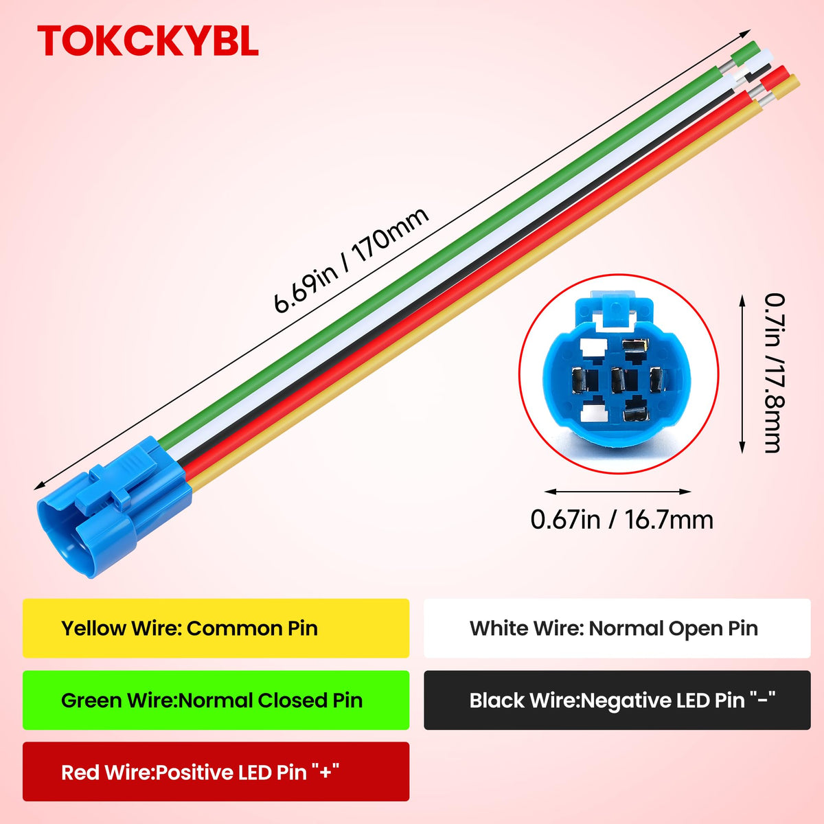 TOKCKYBL 19mm Latching Push Button Switch 12V DC, IP65 Waterproof