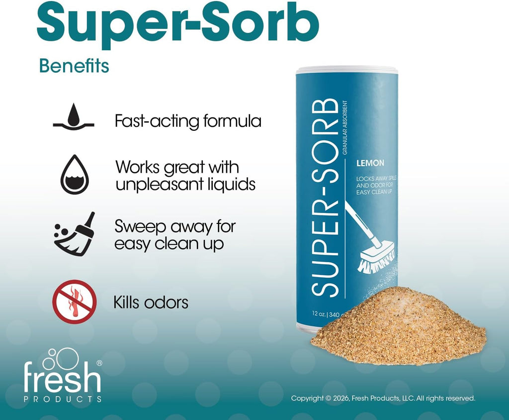Super-Sorb Liquid Spill Absorbent, Lemon Scent, 720 Oz, 12 Oz Shaker Can
