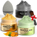 Facial Clay Mask Set - Vitamin C Turmeric Face Mask, Dead Sea Mud & Salicylic Acid (BHA) Mask for Pore Cleansing