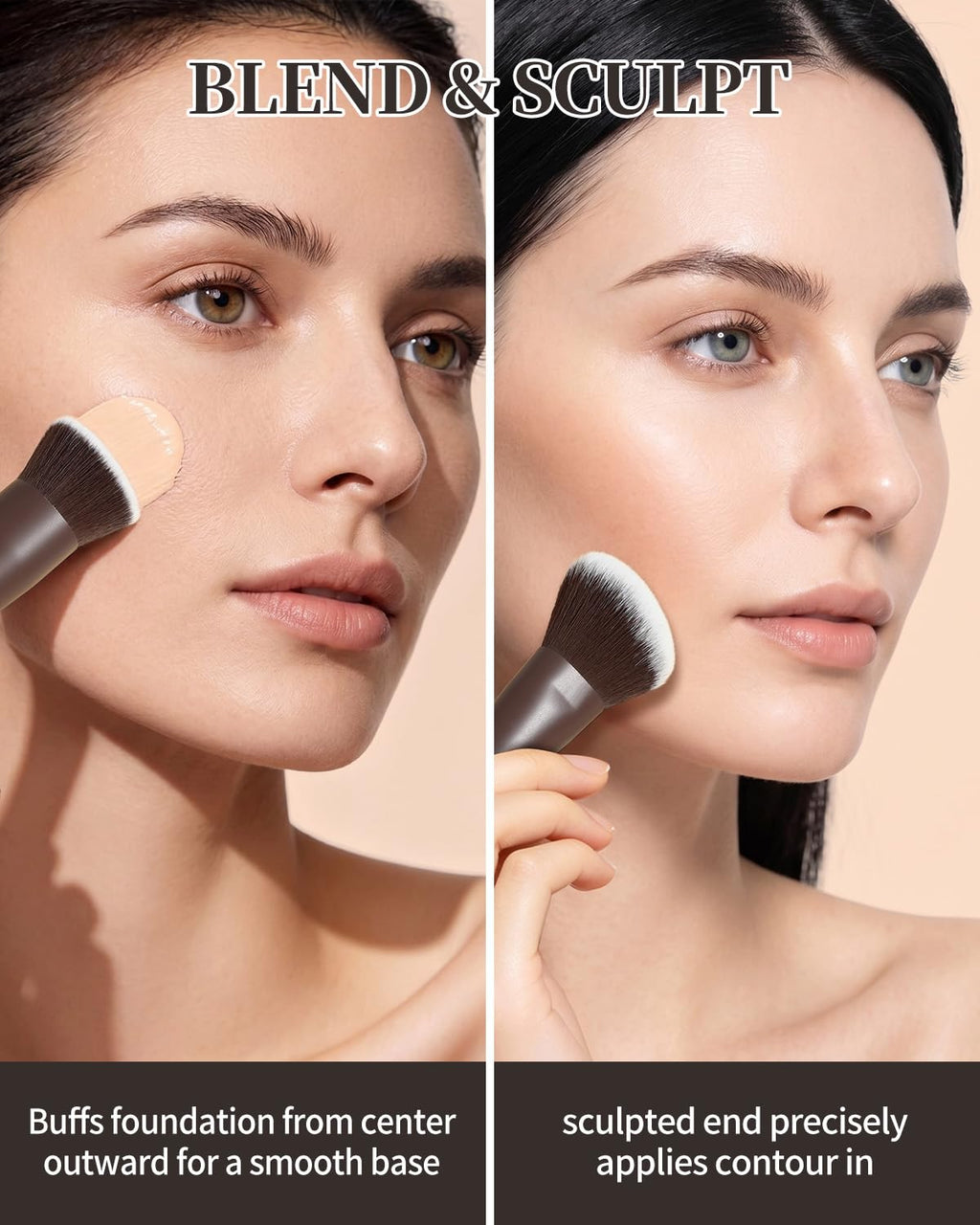 Double-Ended Foundation Brush Contour Brush,Angled Makeup Brush