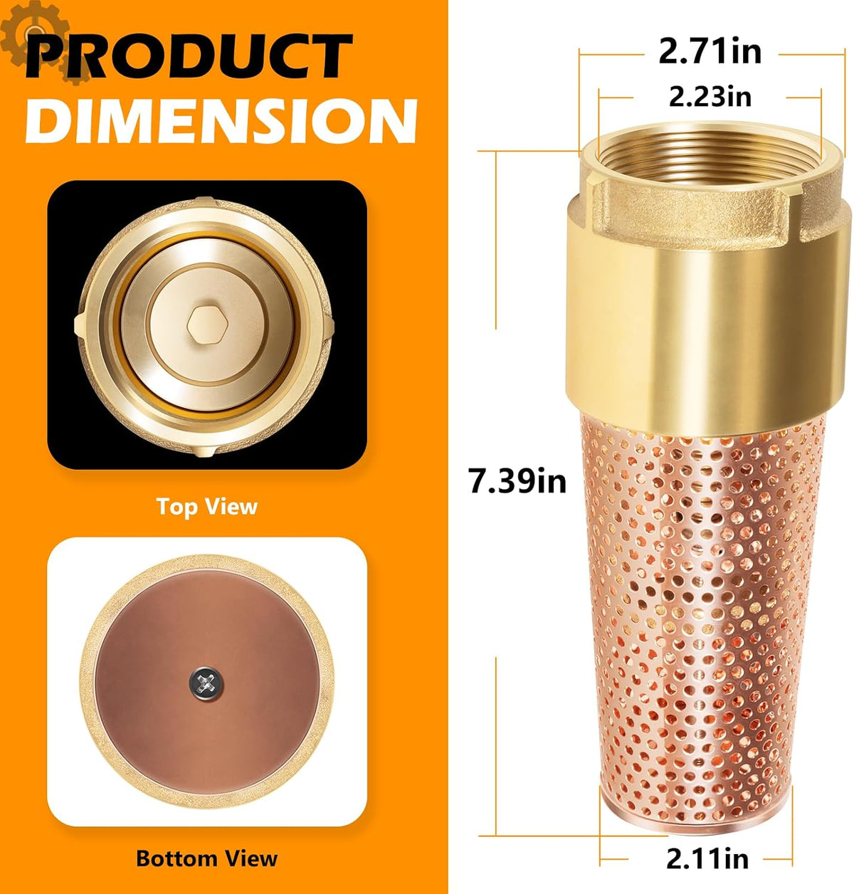 2 Inch Foot Valve for Irrigation Pump, One-Way With ZEBRA MUSSEL Strainer