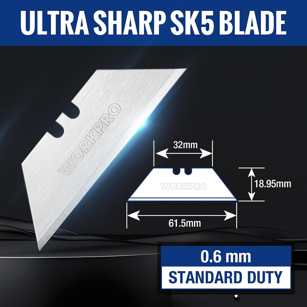 Utility Knife Blades, 100-Pack SK5 Steel Blades with Dispenser