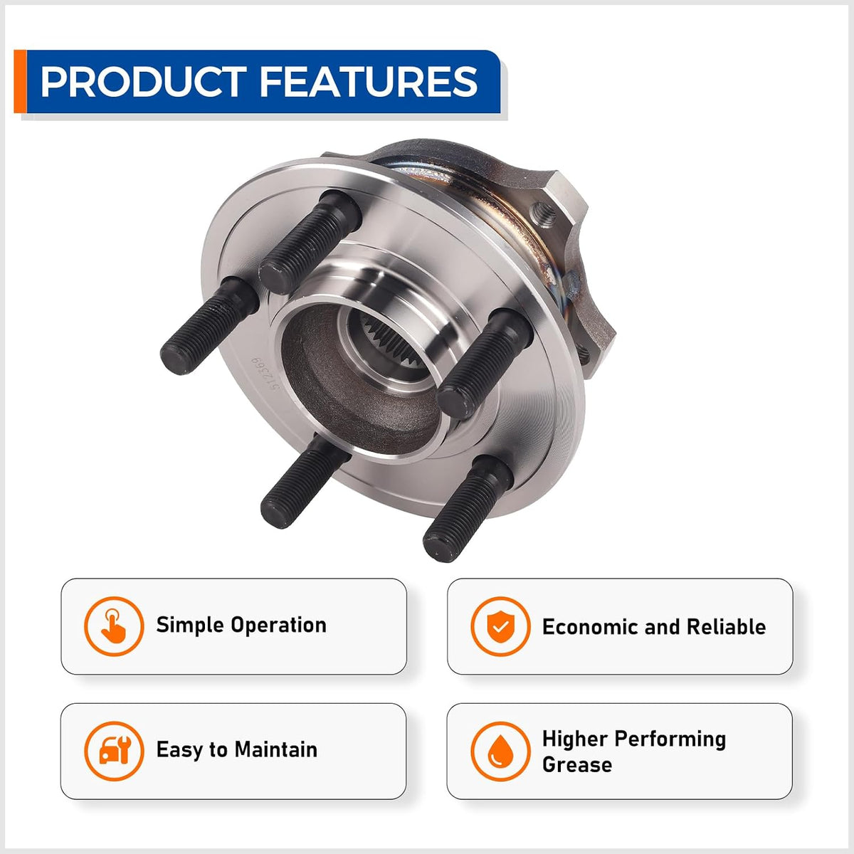 PAROD 512369 Rear Wheel Hub & Bearing Assembly Fit for 2009-2014 Chrysler 300, Charger, 2008-2014 Dodge Challenger