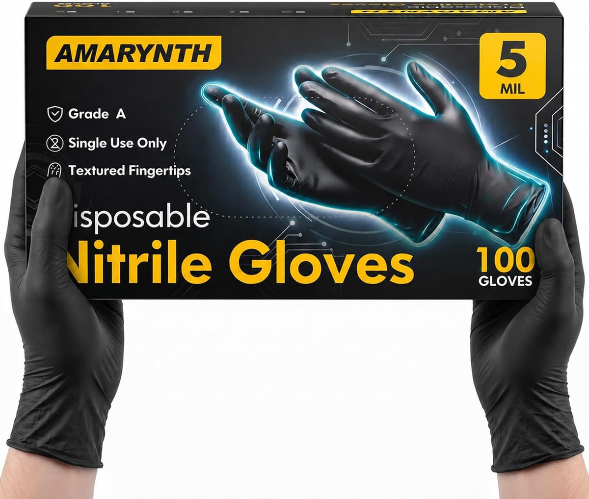 Nitrile Disposable Gloves, Food Grade, 5 Mil, Large 100 Count
