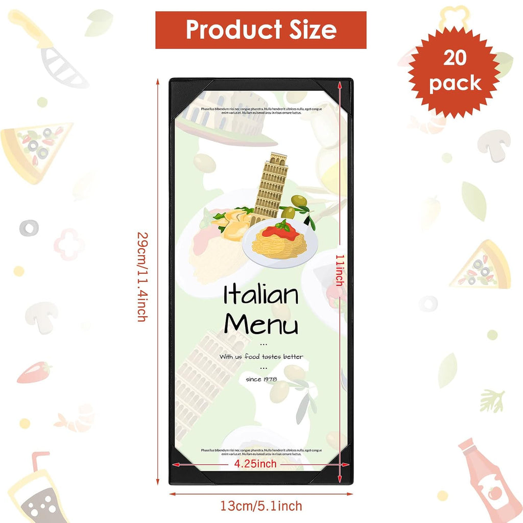 20 Pcs Menu Holder Single Page Menu Covers for Restaurant Table