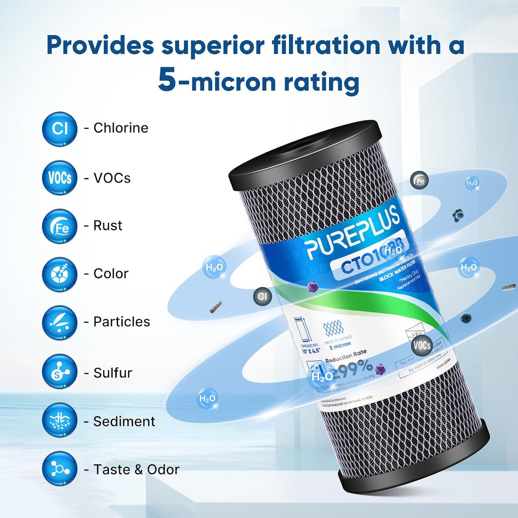10"x4.5" Whole House Water Filter Kit, String Wound & Carbon