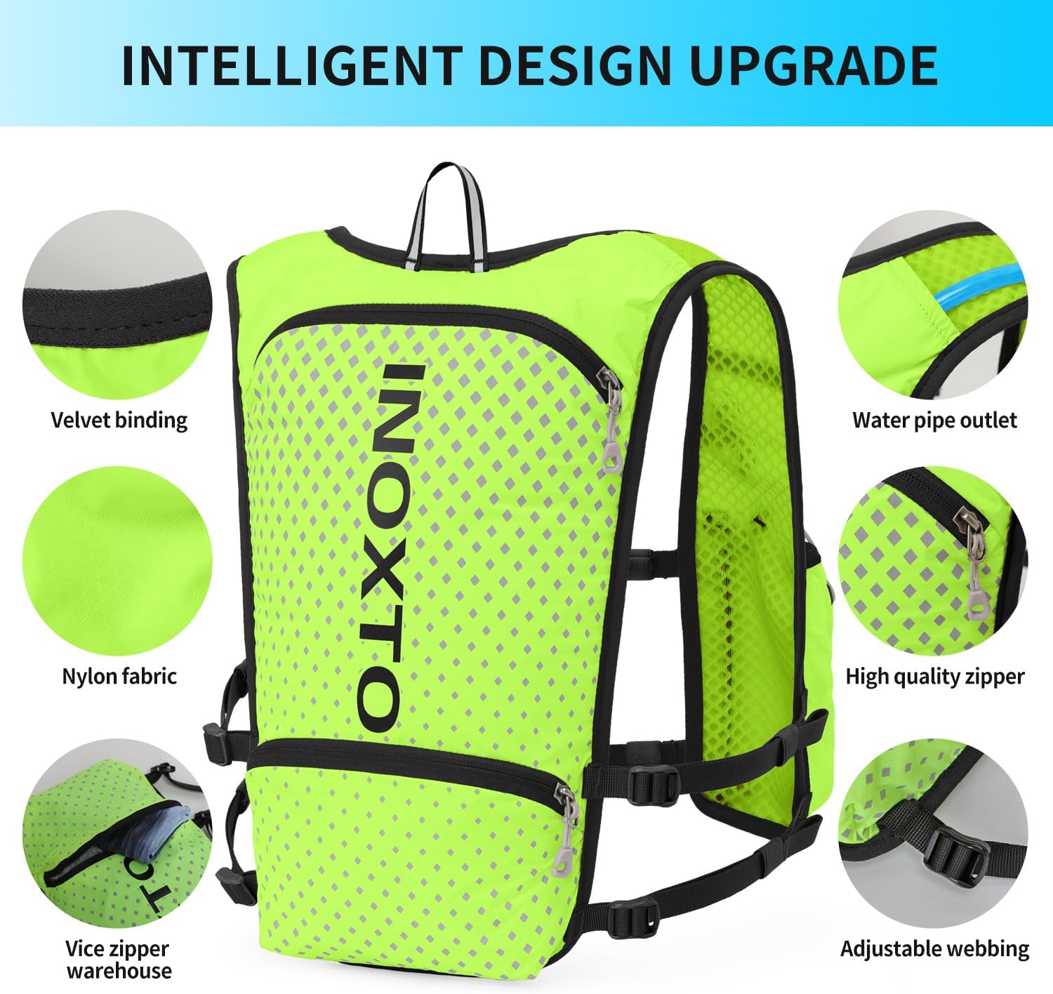INOXTO Running Hydration Vest Backpack,Lightweight Insulated Pack with 1.5L Water Bladder Bag Daypack for Trail