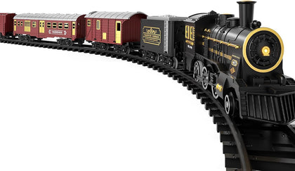 Train Set for Kids 3-12 Years, Electric Classical Steam Engine Locomotive with Steam, Light and Sounds, Rechargeable