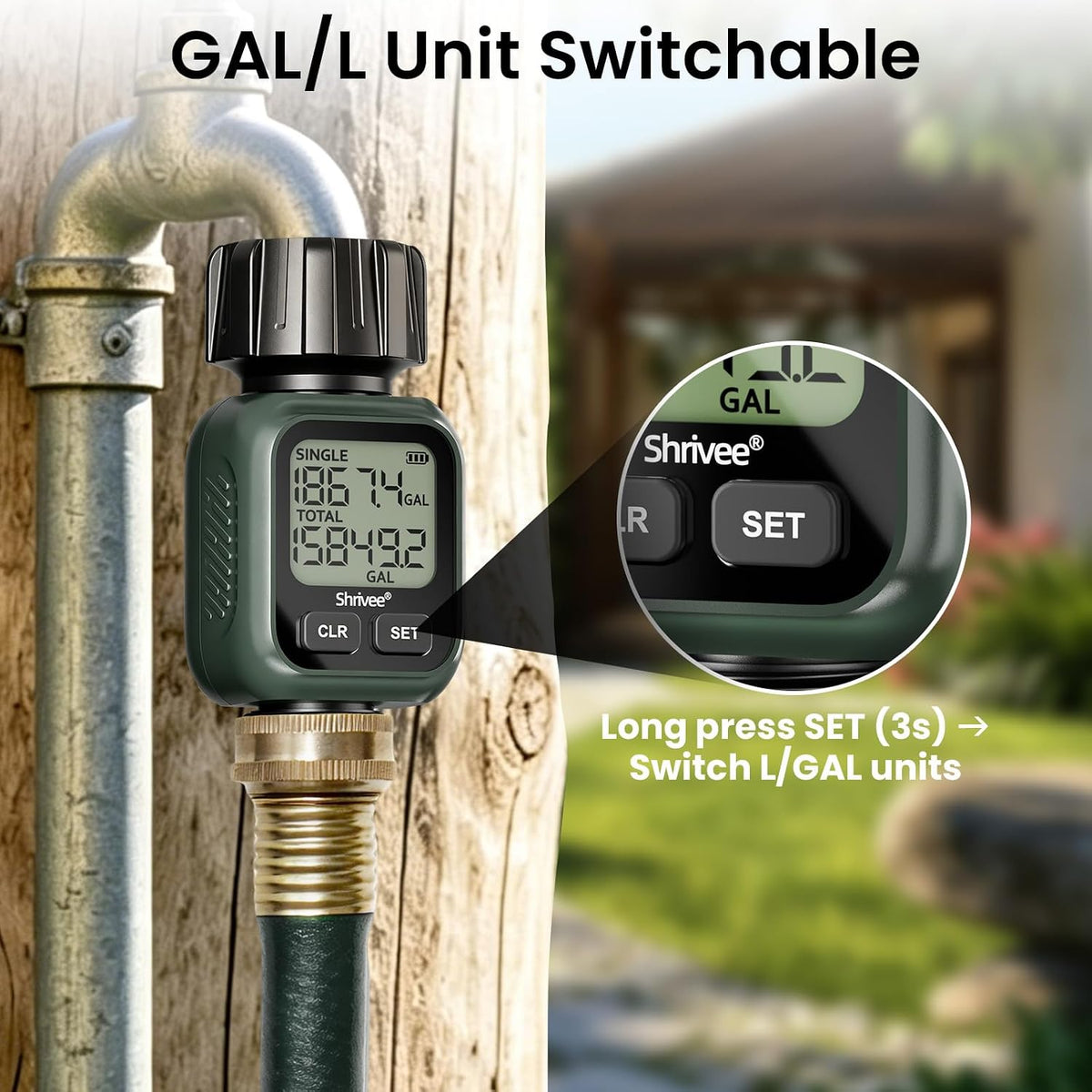 Water Flow Meter, ±5% Accuracy, Brass Inlet, 4 Measure Modes