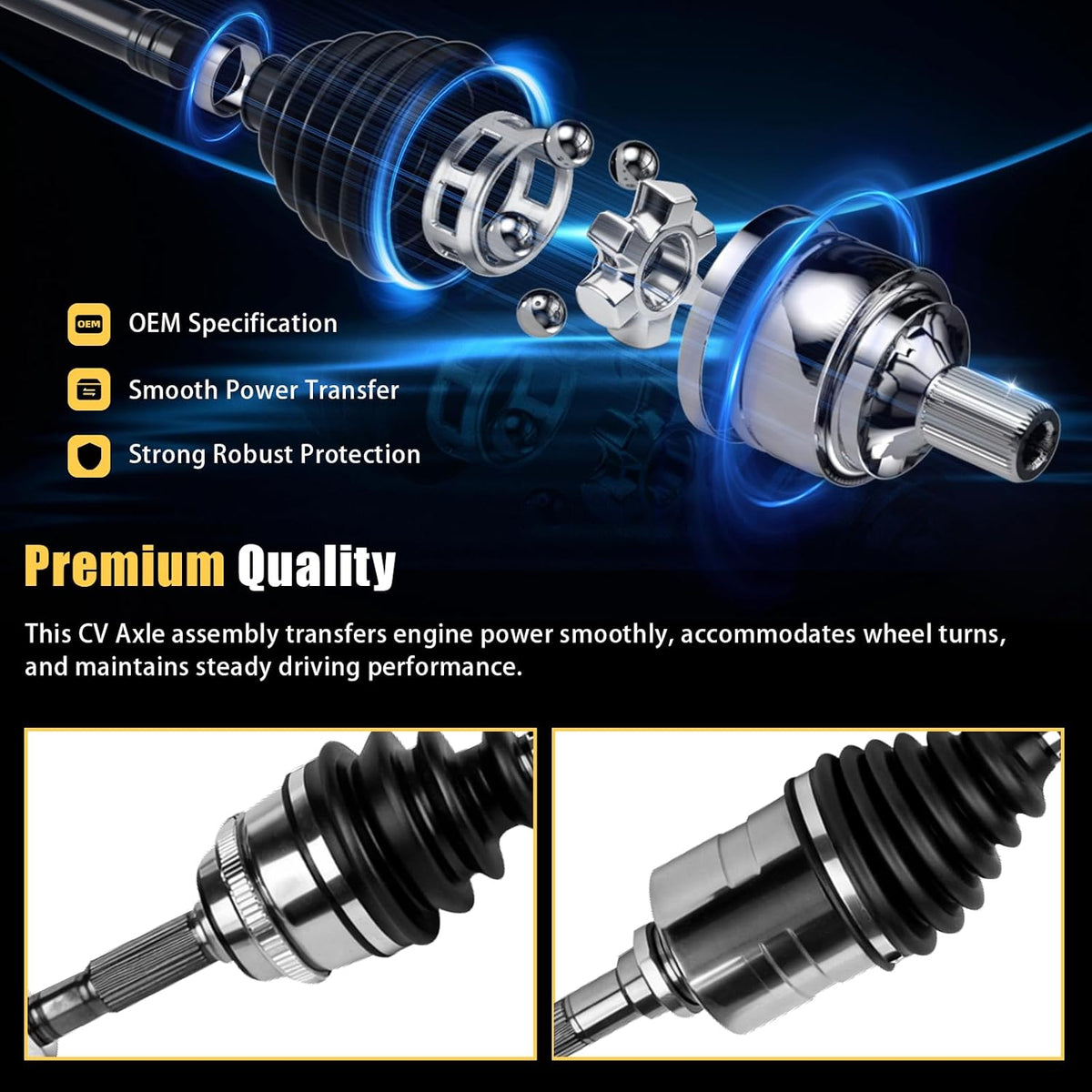 2PCS Front CV Axle Shaft Assembly Compatible with Toyota Corolla 2003 2004 2005 2006 2007 2008 L4 1.8L Automatic Trans Only, Driver and Passenger Side, OE# NCV69583 NCV69584