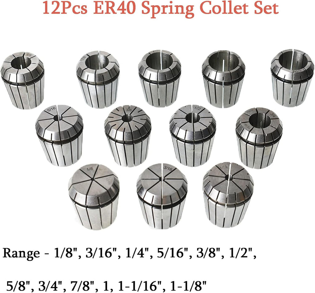 12-Pack ER40 Collet Set CNC Super Precision Milling tool for CNC Workholding Engraving & Milling Lathe Tool
