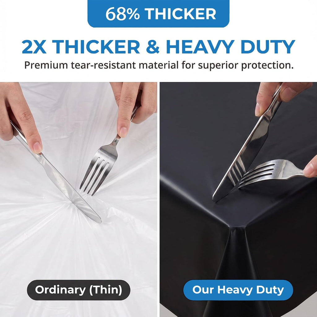 Disposable Table Cloth Plastic, 54In x 300Ft Black Plastic Tablecloth Roll