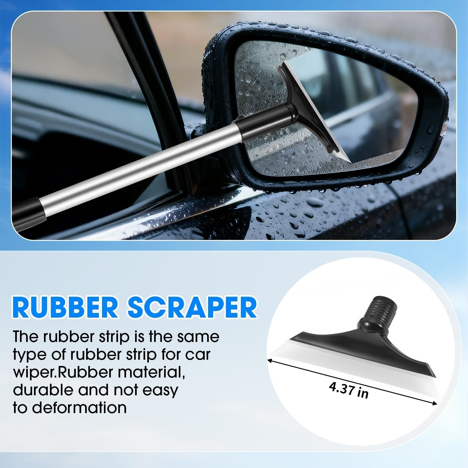Windshield Cleaner Tool, Car Interior Cleaning Kit with Extendable Handle and 3 Reusable Microfiber Pads, Auto Glass