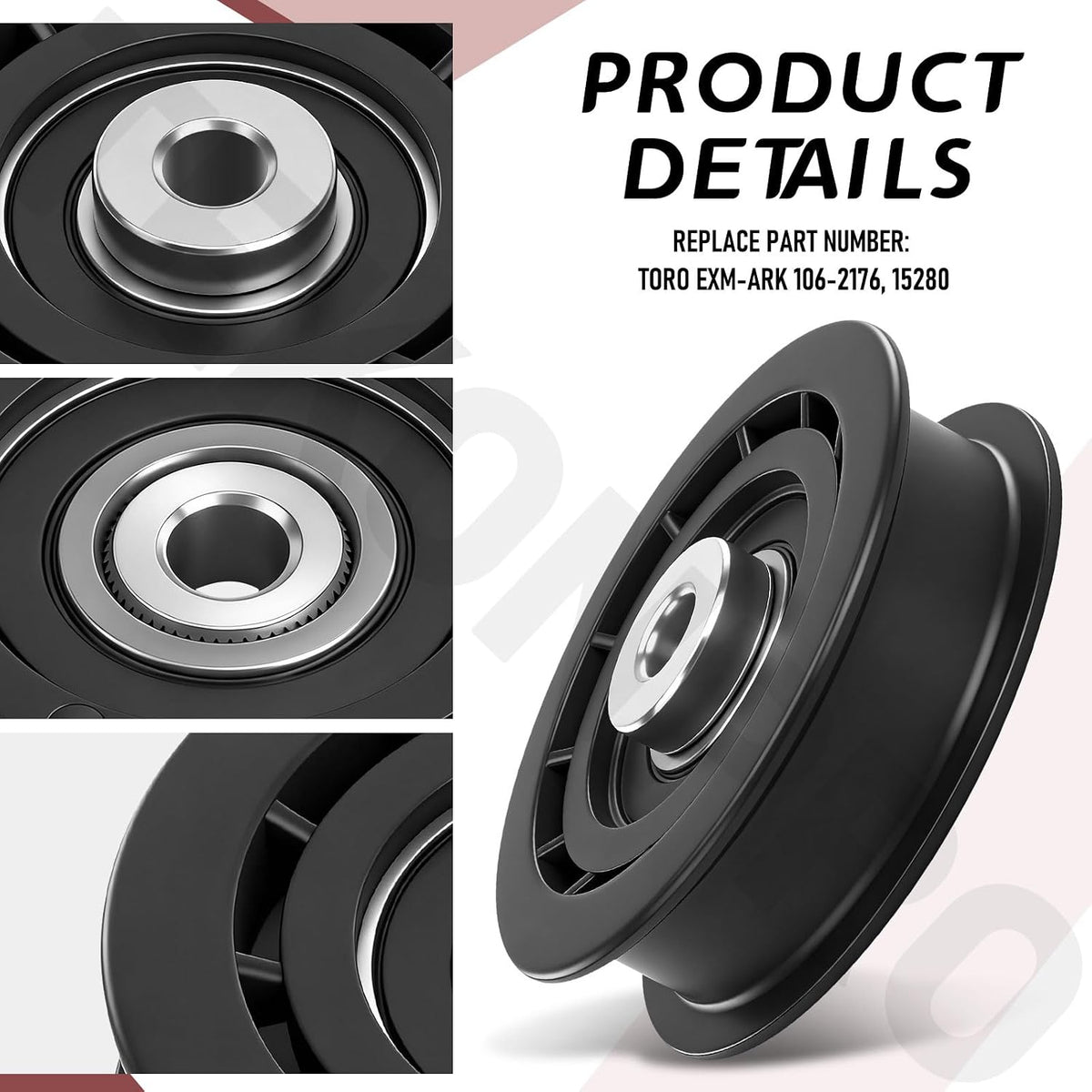 15280 Flat Hydro Drive Idler Pulley Replaces Toro, Exm-ark 106-2176