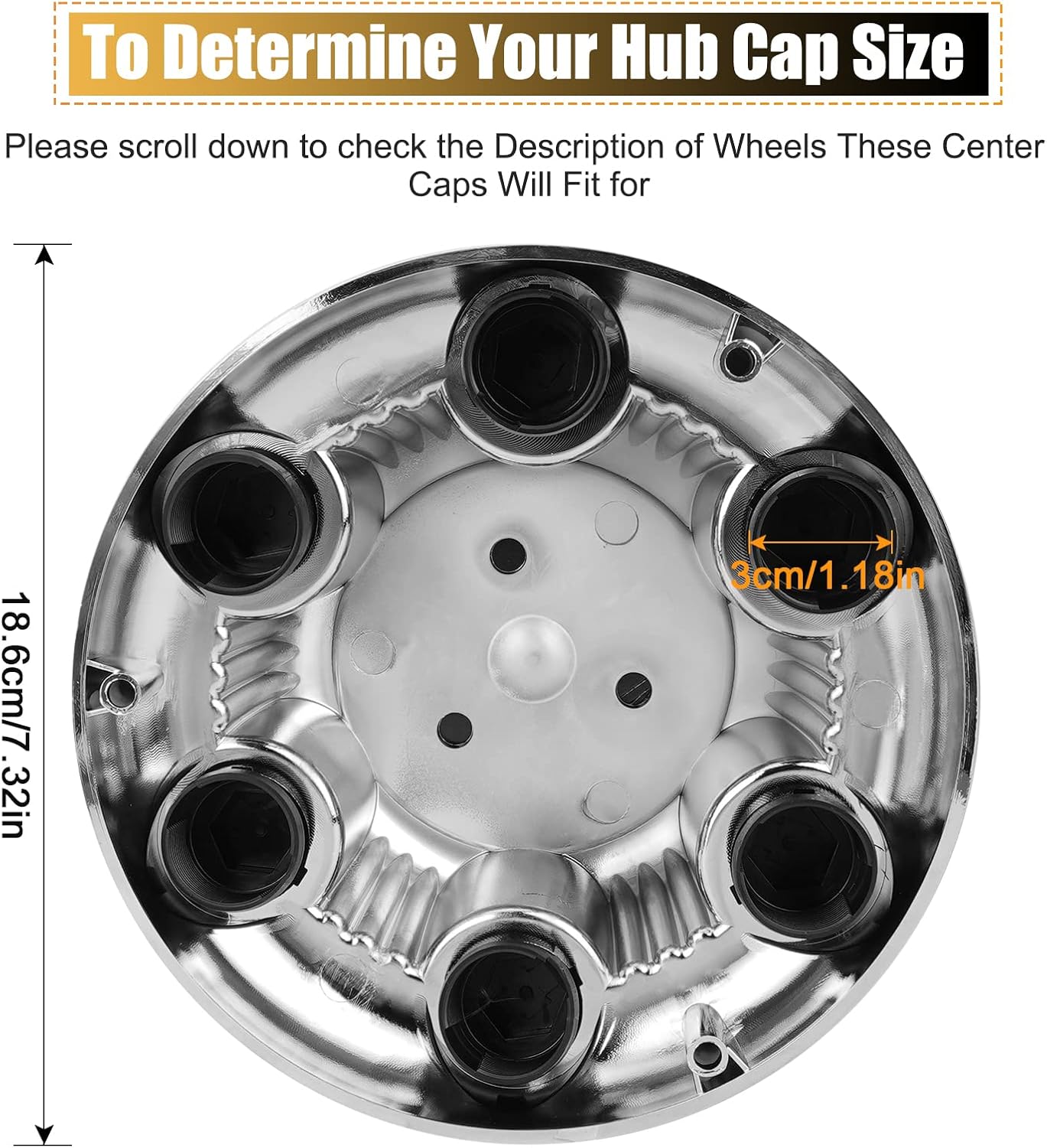 Set of 4 Wheel Center Caps 6 Lug, Chrome Hub Caps Direct Fit Replacement for 17" Wheels, Compatible with 2005-2013