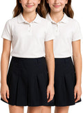 Girls Uniform Skort 2 Pack Twill School Uniform Scooter Skirt | Soft Breathable Weave, Hidden Shorts and Elastic