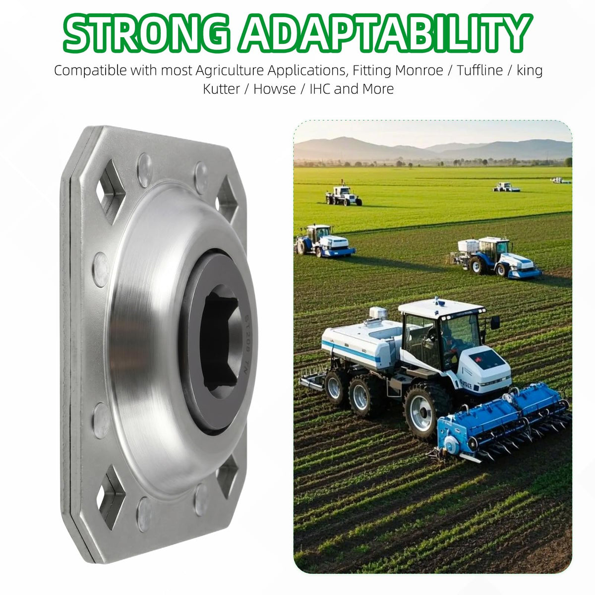 FD208R1 Disc Harrow Flange Bearing 1" Square Bore, 4-Bolt