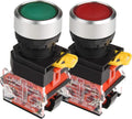 APIELE 2 Pcs 22mm Plastic Momentary Push Button Switch 10A 440V 1NO1NC DPST RED Green