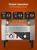 Commercial Conveyor Toaster, 350 Slices/Hour Electric Stainless Heavy Duty Restaurant Toaster, with Dual Heating