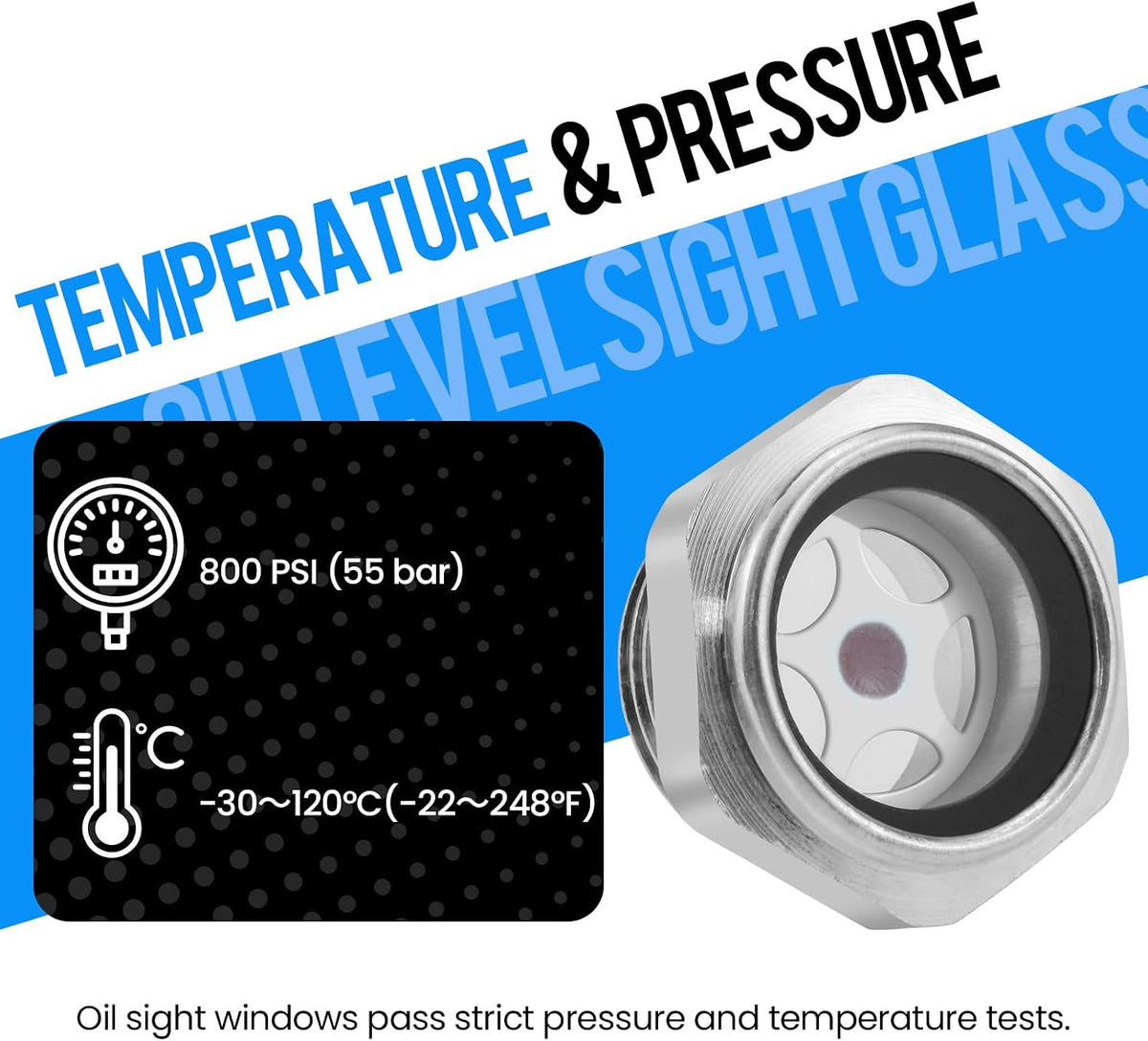SDTC Tech 3/4" NPT Air Compressor Oil Sight Glass Male Thread