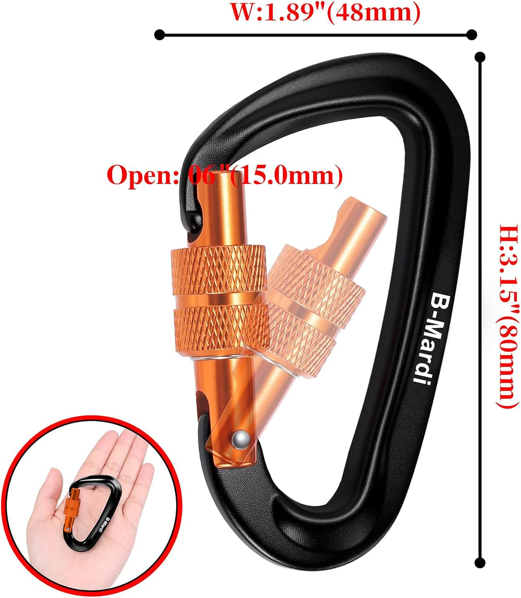 Carabiner Clips Heavy Duty 12kN (2697 lbs)-Lightweight Locking Carabiners for Camping, Hiking, Hammock, Dog Leash