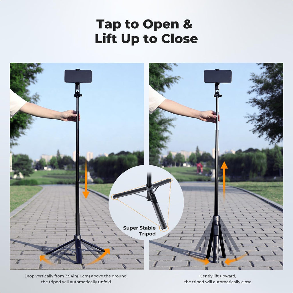 72" Selfie Stick for iPhone, Phone Tripod | Clip & Magnetic, Remote, 1s Open & Close, Compatible with iPhone 17-12