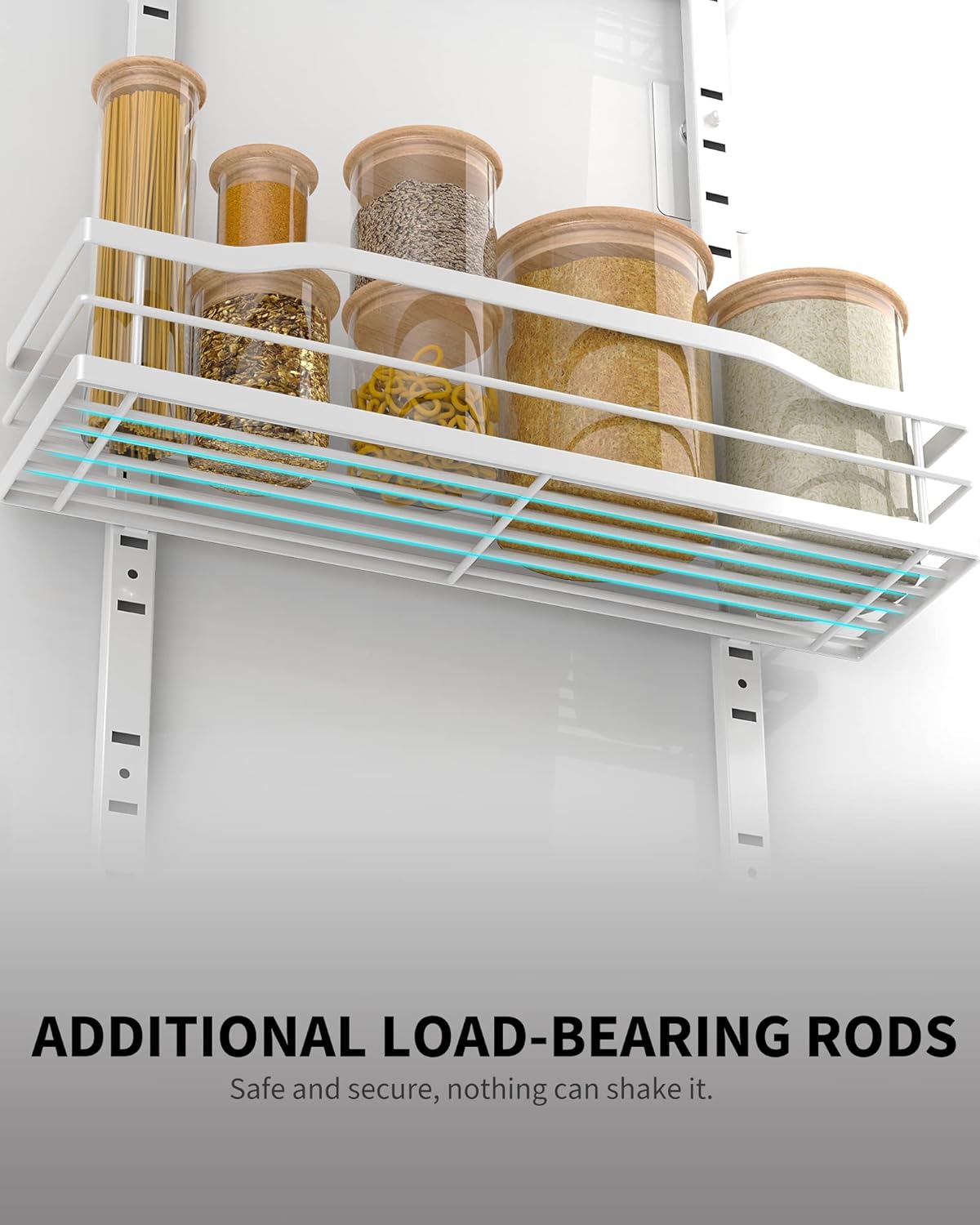 White 9-Tier Over The Door Pantry Organizer, Pantry Organization And Storage, Metal Hanging Spice Rack Shelves Door