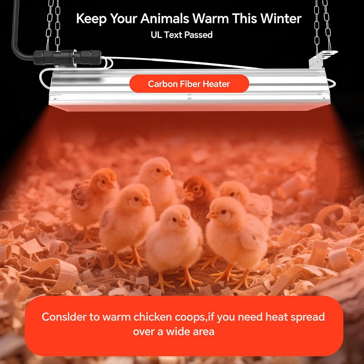 Chicken Coop Heater Large Chicken Heat Lamp, 400 Watt Two-Stage Temperature Chicken Brooder Lamp, Chicken Coop