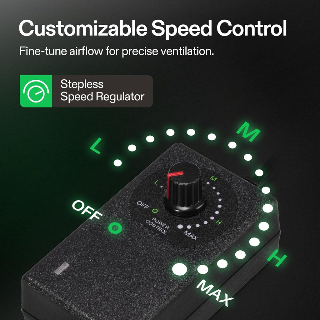 4" Inline Fan &Speed Controll 130 CFM Exhaust Fan for Home Workshop | Low Noise Duct Fan, HVAC Ventilation, Vent