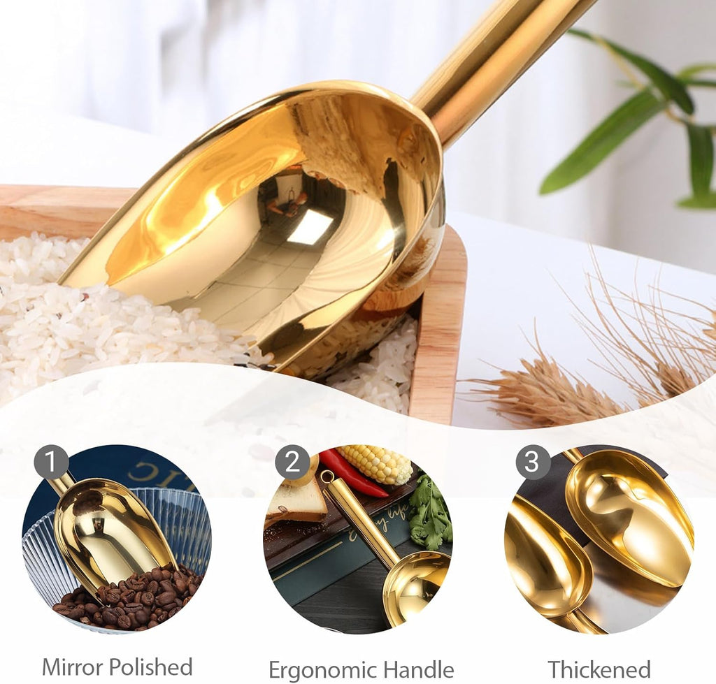 6 oz Gold Ice Scoop, Stainless Steel Food & Candy