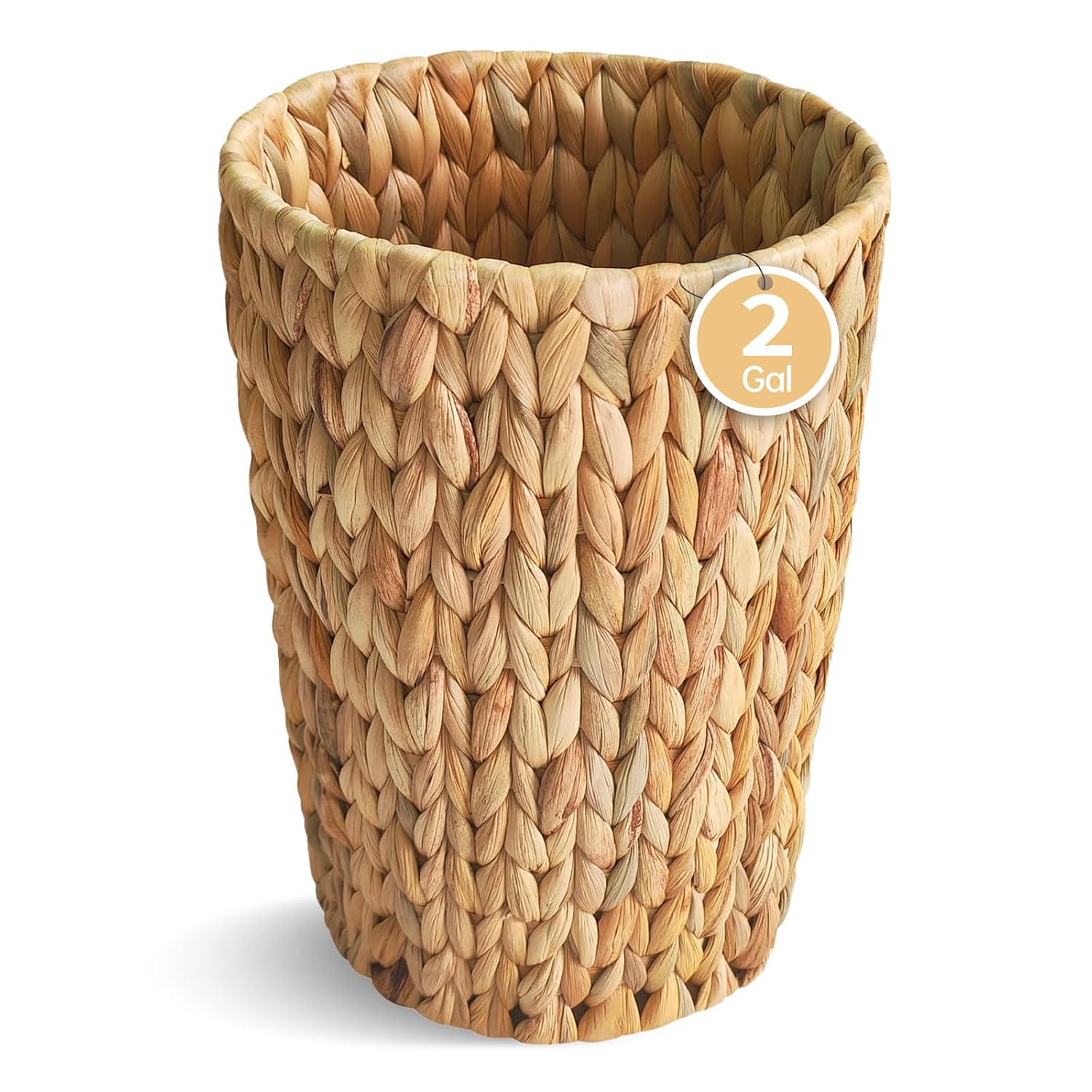 Wicker Trash Can,Small Bathroom Trash Can,Water Hyacinth Wicker Waste Basket for Bathroom,Boho Waste Basket for
