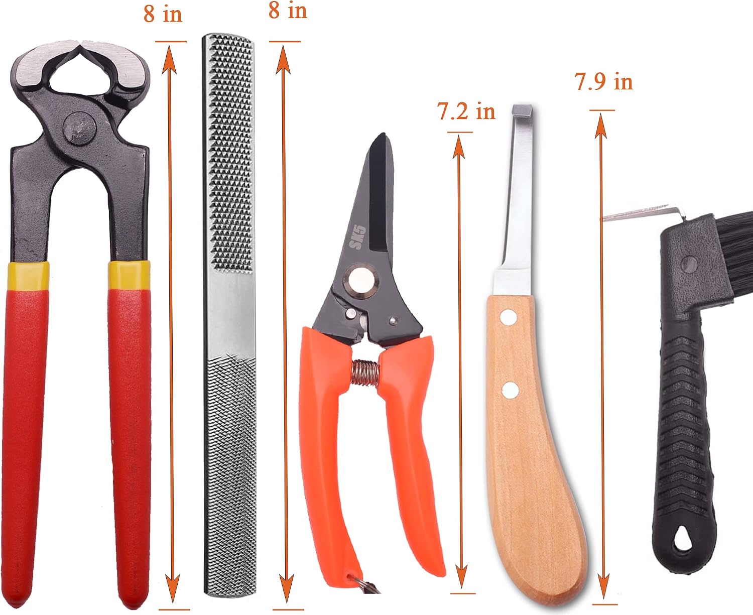 Farrier Tool Kits - 8 inch Professional Farriers Hoof Nipper Cutter Handle Knife Mini Rasp Hoof File Goat Pig Equine
