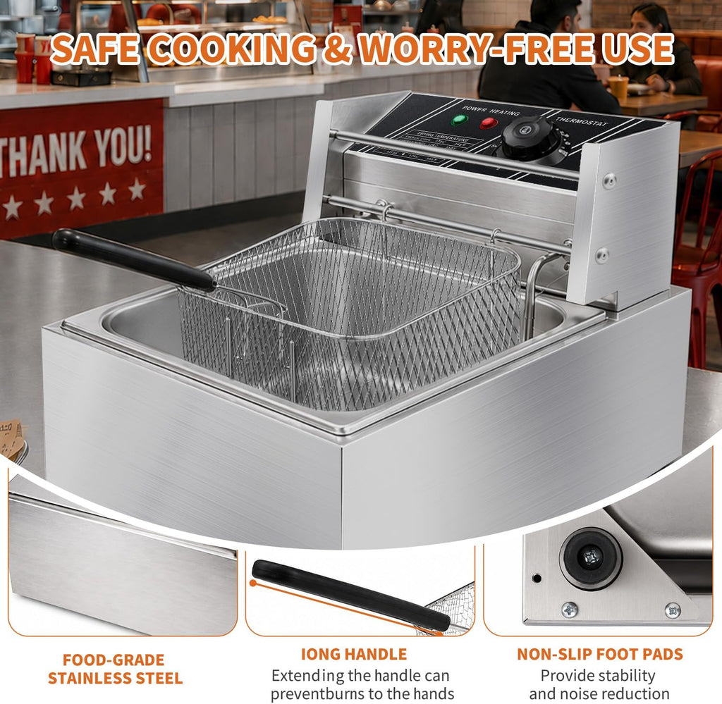 Deep Fryer with Basket for Restaurant Home Use